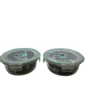 New MasterChef Glass Round Dish With Locking Lid 22.6 Fl Oz 3 In 1